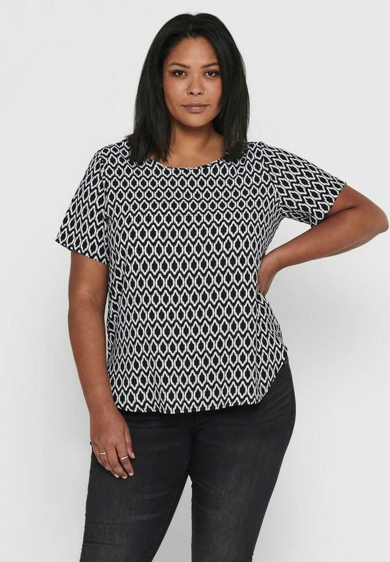 ONLY CARMAKOMA KURZARM DESIGN CURVY GROSSE GRÖSSEN ÜB - Bluse - Weiß/schwarz 3 ONLY CARMAKOMA KURZARM DESIGN CURVY GROSSE GRÖSSEN ÜB - Bluse - Weiß/schwarz