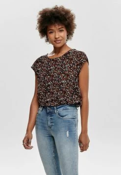 ONLY PRINT KURZARM BASIC RUNDHALS TEIL - Bluse - Braun