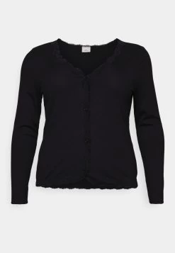 ONLY CARMAKOMA CARALIA LACE MIX - Langarmshirt - Black