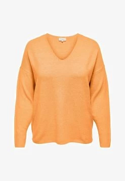 ONLY CARMAKOMA CARRICA LIFE L/S V-NECK - Strickpullover - Mock Orange