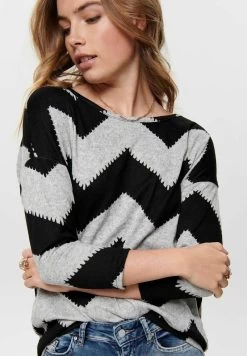 ONLY LOCKERES PRINT 3/4 ARM RUNDHALS MUSTER O - Strickpullover - Hellgrau -Mode Verkauf 67468d5a1bf74df99fb459b7a3392a8d