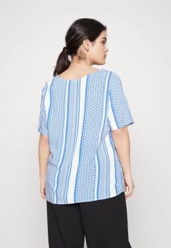 ONLY CARMAKOMA CARMARRAKESH TOP V NECK - T-Shirt Print - Ultramarine/w. Cloud Dancer -Mode Verkauf 7568f0bd0798441daf5d76db32aca710