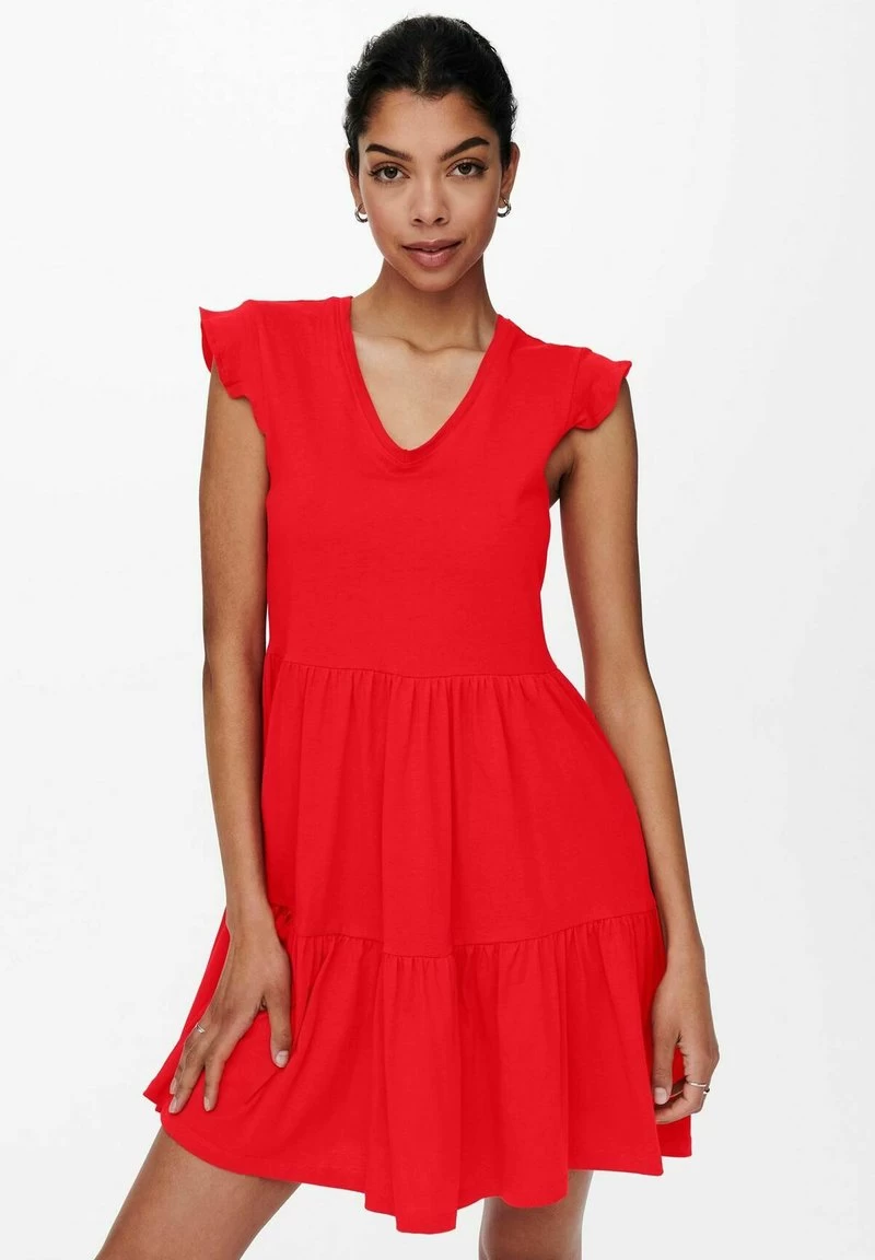 ONLY KURZES RÜSCHEN ONLMAY - Jerseykleid - Rot 3 ONLY KURZES RÜSCHEN ONLMAY - Jerseykleid - Rot