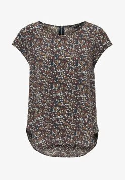 ONLY PRINT KURZARM BASIC RUNDHALS TEIL - Bluse - Braun -Mode Verkauf 9f0f7680dbef4d9893700f8fcbed6186