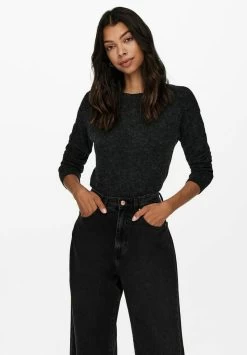 ONLY BASIC LANGARM RUNDHAL - Strickpullover - Schwarz