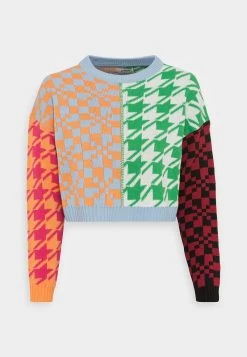 ONLY ONLMIX BLOCK CROPPED - Strickpullover - Blue/pattern Mix