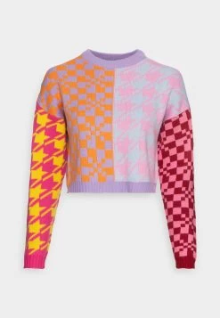 ONLY ONLMIX BLOCK CROPPED - Strickpullover - Blue/pattern Mix -Mode Verkauf bd2829f3564841b490845f1376563171