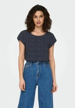 ONLY PRINT KURZARM BASIC RUNDHALS TEIL - Bluse - Schwarz