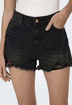 ONLY KURZE HIGH WAIST DESTROYED ONLPACY - Jeans Shorts - Schwarz