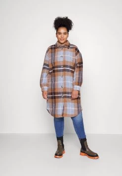 ONLY CARMAKOMA CARANDREA LONG SHACKET - Klassischer Mantel - Tobacco Brown