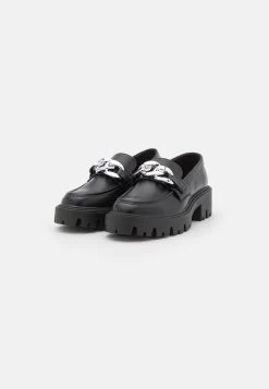 ONLY Shoes ONLBETTY CHAIN LOAFER - Slipper - Black/silver -Mode Verkauf f14fef29e6a84a209c6dfdcf90f52aad